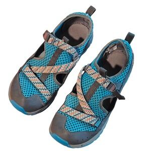 Chaco Kids Odyssey Free Water Shoes Blue Orange Hiking Sandals Size 5